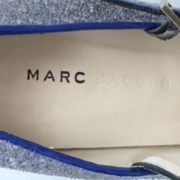 MARC JACOBS Sparkling Blue Mary Jane Patent Leather Stilettos Heels Size 8 - Picture 10 of 12